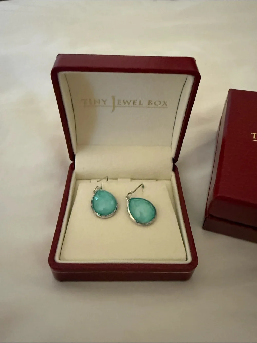 Tiny Jewel Box Silver and Turquoise Earrings